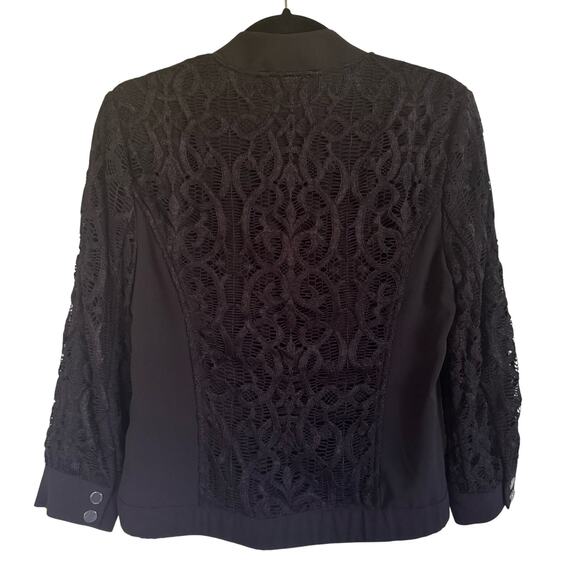 Cache Womens Black Lace Bomber Zip Up Jacket Lightweight Size 4 Small Rare - Picture 2 of 9